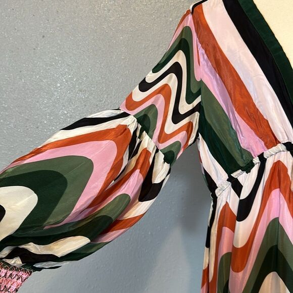 Farm Rio wave gradient Multicolor V-Neck Maxi Dress size XL - Picture 5 of 16